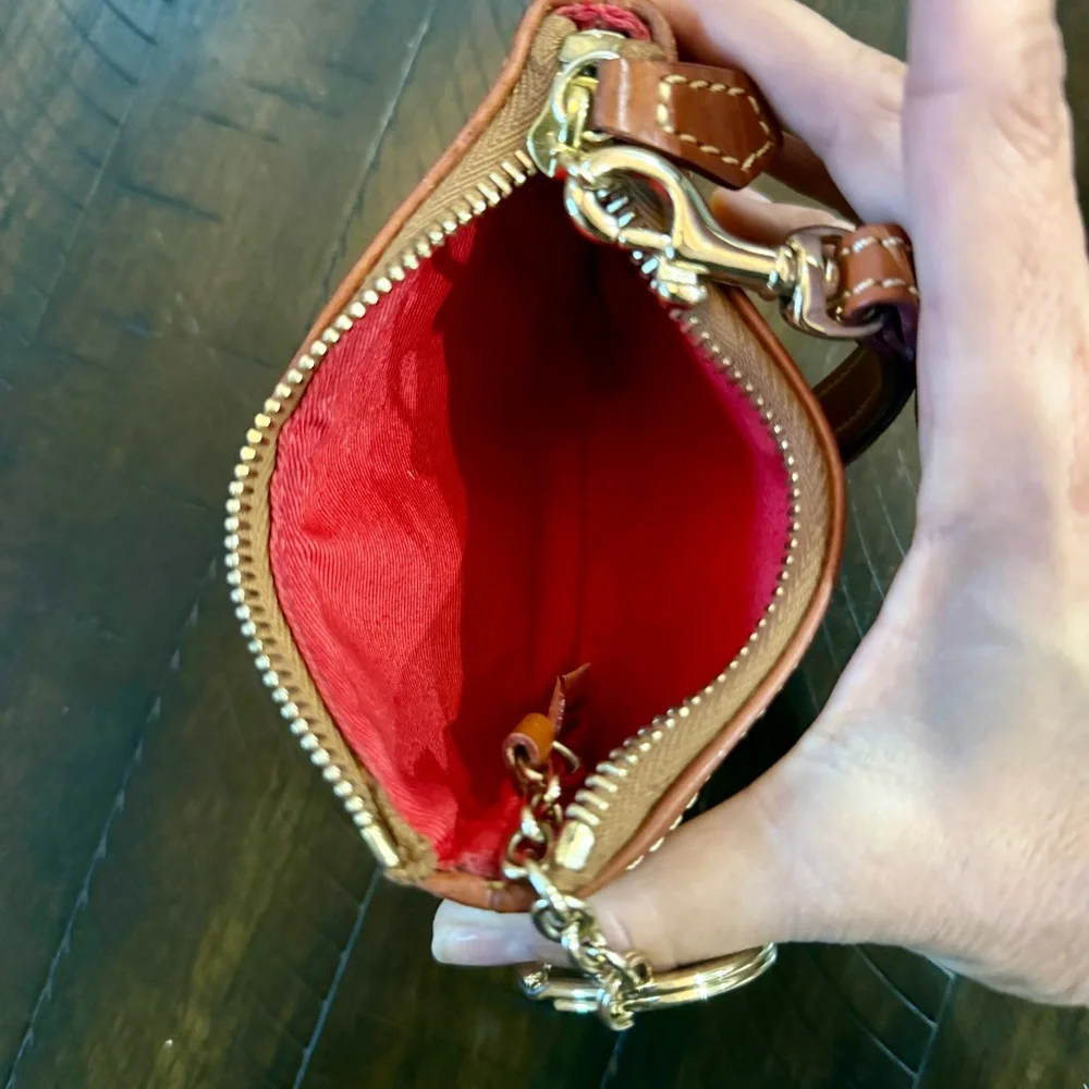 Dooney & Bourke Yellow and Brown Leather Keychain Pouch - Picture 6 of 6